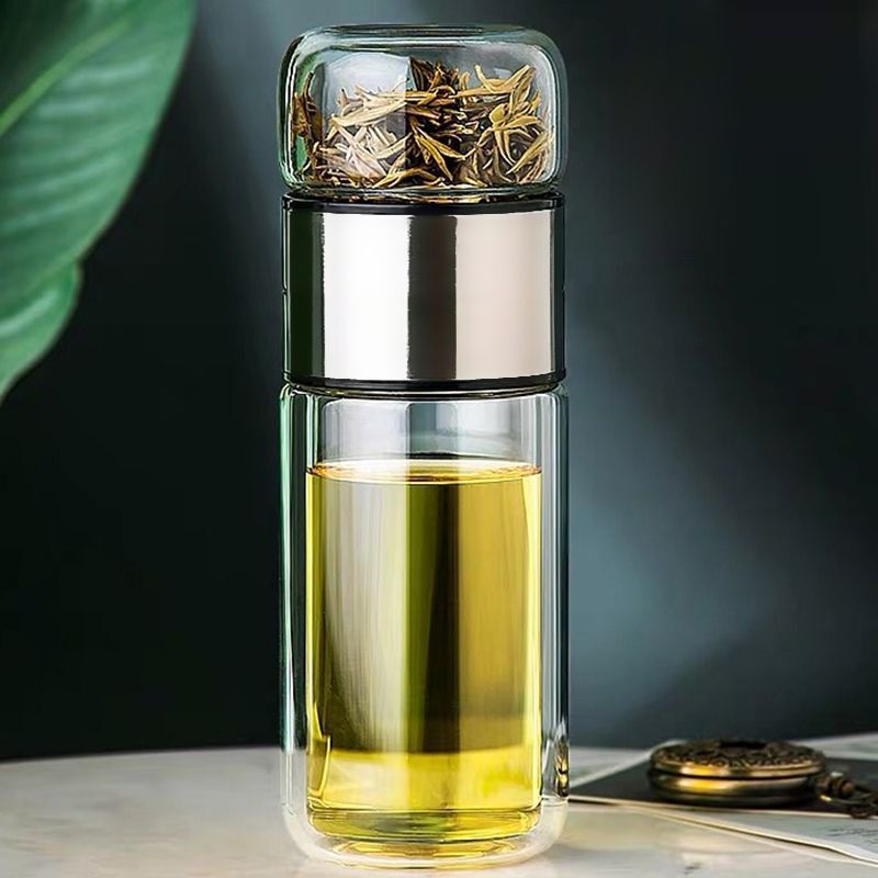 double wall glass water bottle