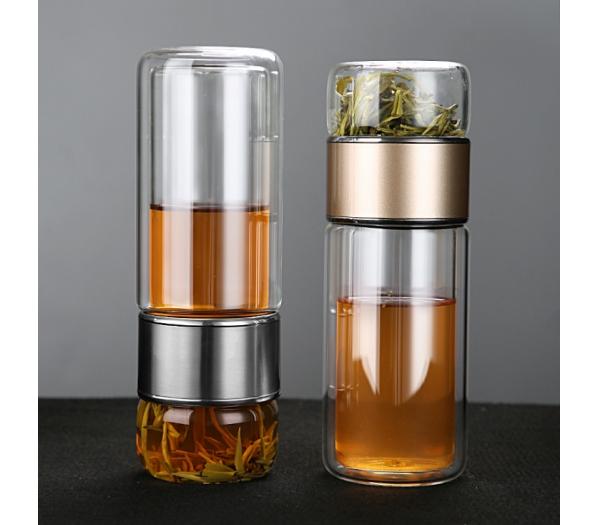 double wall glass water bottle